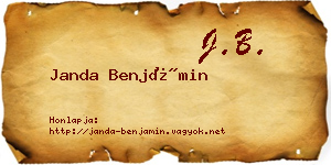 Janda Benjámin névjegykártya